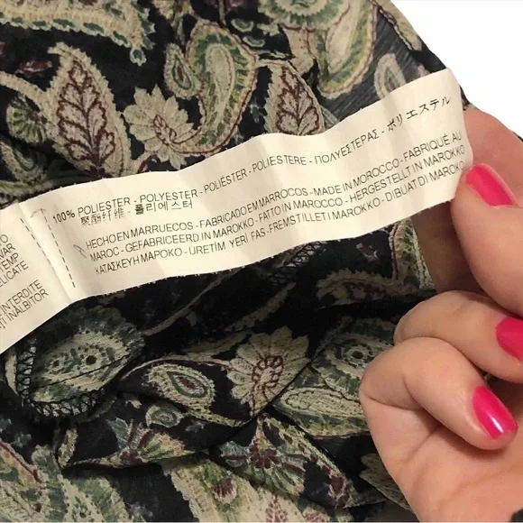 Zara Paisley Tie Neck Blouse - Picture 9 of 12